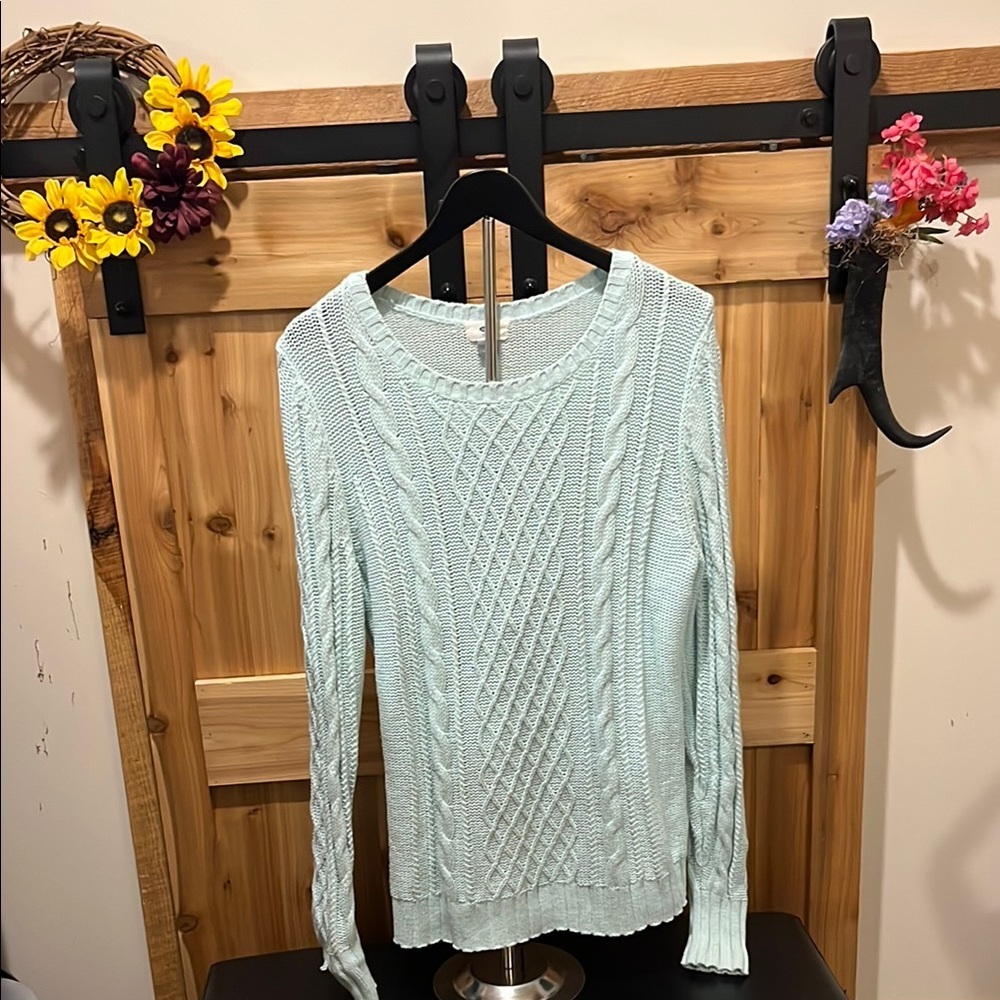 Old Navy Mint Cable Knit Tunic Sweater